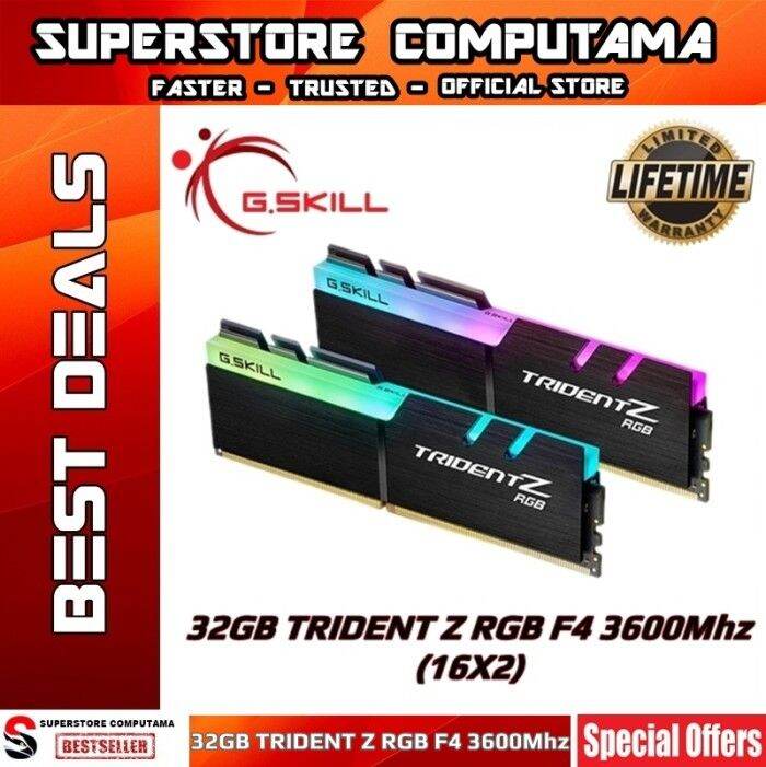 RAM G.Skill Trident Z RGB DDR4 32GB (2X16) 3600Mhz-F4-3600C18D-32GTZR ...