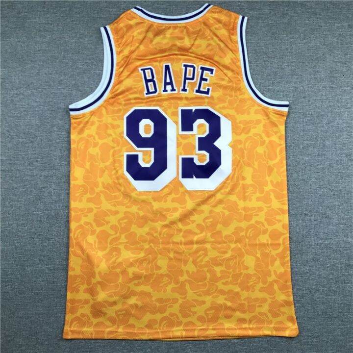 [5 styles]NBA jersey Los Angeles Lakers x BAPE No.93 yellow basketball