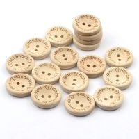 50Pcs 15mm/20mm/25mm Natural Color Wooden Buttons Handmade Letter Love Scrapbook For Wedding Decor Clothing Sewing Accessories Haberdashery