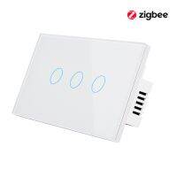 Zigbee smart touch switch network connection APP control US standard 123gang AC110V 220V wall sticker light switch interrupter