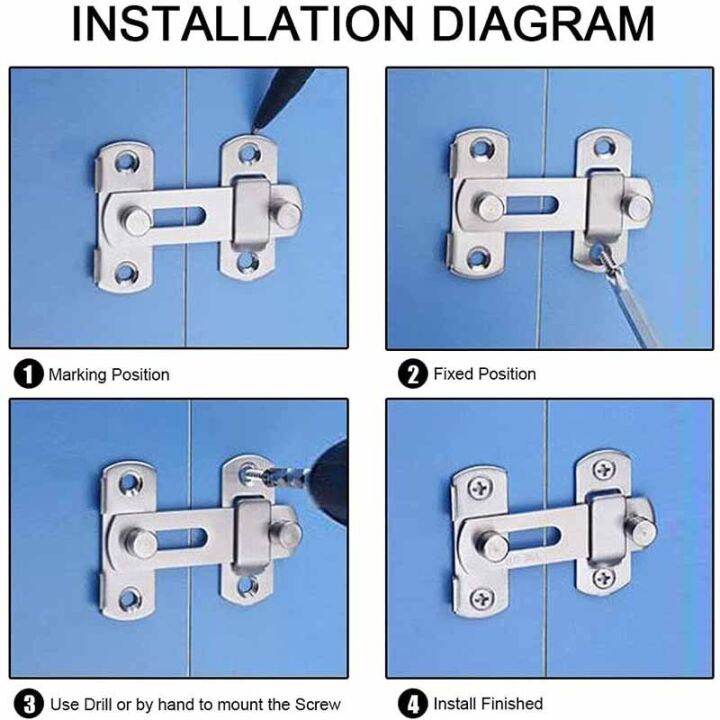 Stainless Steel Matte Black Door Latch Locks,Bifold Slide Gate Latch