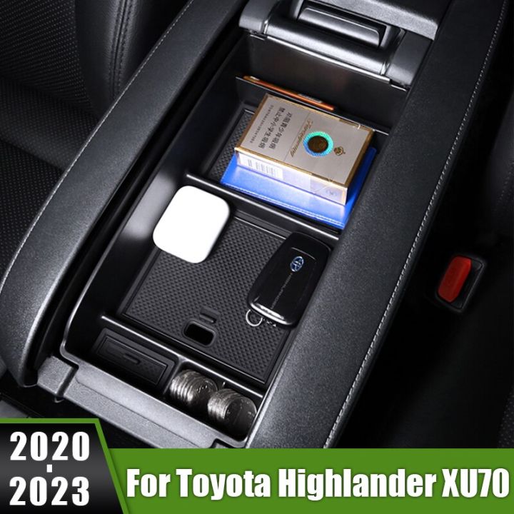 สำหรับ-toyota-highlander-xu70-kluger-2020-2021-2022-2023ที่เท้าแขนรถไฮบริดกล่องเก็บของถาดใส่ของเก็บของคอนโซลกลาง