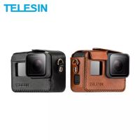 BEST SELLER!!! TELESIN GoPro Hero 8 PU Leather Case Mini Protector Black Brown With Long Strap Accessories