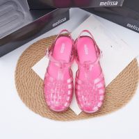 Melissa Womens Shoes 2023 New Melissa Womens Sandals Wrapped Hollow Jelly Shoes Flat Roman Beach Shoes