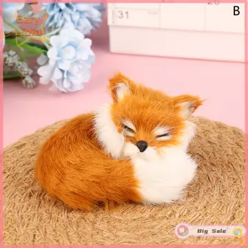 1pcs Mini Small Simulation Fox Toy Squatting Fox Model Home Decoration  Wedding Birthday Gift Stuffed Plush Toys White