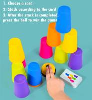 Montessori Toys Stack Cup Game With Card Educational Intellectual Enlightenment Color Cognition Logic Training Kids Children