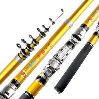 ETXPortable Sea Fishing Rod Pole Carbon Fiber 1.8/2.1/2.4/2.7/3.0m Telescopic Spinning Reel Fish Tackle EDF88