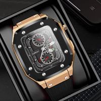 Sports Case+Silicone Strap for Apple Watch 8 45mm Luxury Modification Kit Cover Rubber Band for iWatch Series 8 7 6 5 4 se 44mm Straps