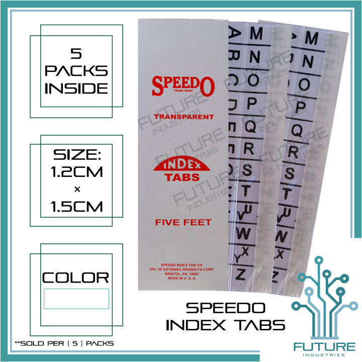 Speedo Index Tabs Insertable Index Tabs with Alphabetical Print Inserts
