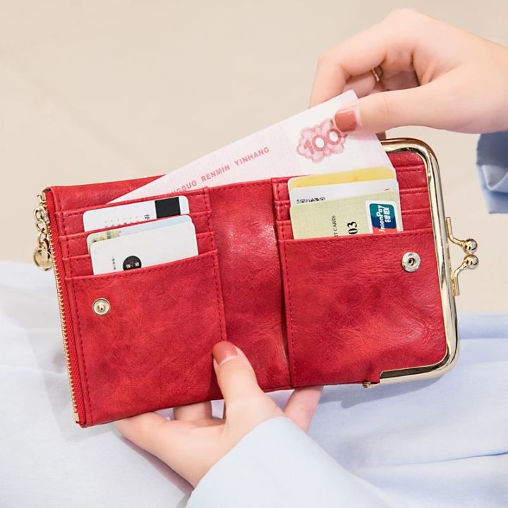 ใหม่ผู้หญิงหนัง-pu-กระเป๋าสตางค์หญิงกลอนสั้นกระเป๋าสุภาพสตรีแบบพกพากระเป๋าเงินความจุขนาดใหญ่ผู้ถือบัตรคลัทช์-dropshipping