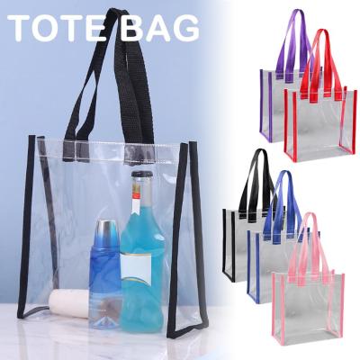 30 * 30 * 15cm Transparent PVC Tote Bag Sewn Plastic Bag Bag Shopping Gift Bag Jelly Cosmetic C5R9