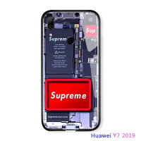 UCUCเคสโทรศัพท์ HuaweiY7 Prime 2019ปลอกHuawei Y7 2019แฟชั่นที่น่าตื่นตาตื่นใจโทรศัพท์Exploratoryรุ่นPOPน้ำป้ายโลโก้กระจกเทมเปอร์ปลอกป้องกันเคสกันกระแทก