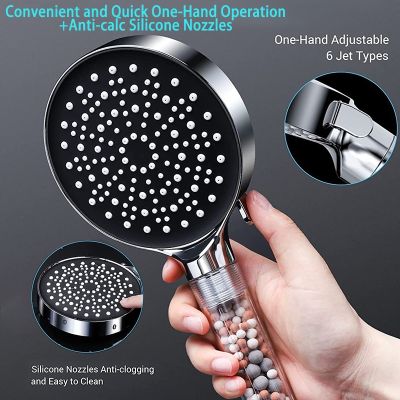 6 Modes Shower Handheld Powerful with Beads Filter Pressure Boost Saving