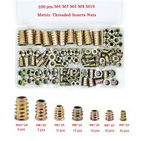 100pcs Hex Drive Head Threaded Nut for wood bushing insert M4 M5 M6 M8 M10