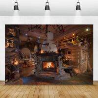 【ร้อน】เตาผิงวินเทจ BurningWoodenPhotography BackgroundPartyRoom Decor Child Photocall Backdrop