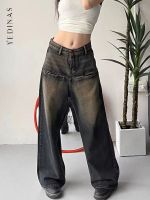 【YD】 Yedinas Baggy Jeans Loose Wide Leg Pants Korean Fashion Denim Mom