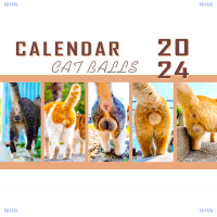 NIHAI 2024ก้นแมวสำหรับคนรักแมวปฏิทินแมวตลก2024ปฏิทินติดผนังรายเดือนปฏิทินน่ารักตลกสุนัขพันธุ์