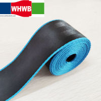 Strengthen Black Blue-edges seat belt webbing fabric racing car seat safety belt harness webbing strap 2inch(1-91 meters Roll)