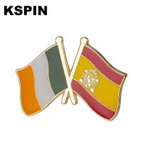 Ireland &amp; Spain Friendship Flag Metal Pin Badges Decorative Brooch Pins for Clothes Fashion Brooches Pins