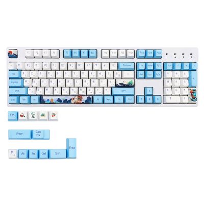 Novelty Allover Dye Subbed Blue and White Porcelain 117 Keys Profile Keycap for Mx Switch Diy Gk61 Sk61 TKL87 108 Keycap