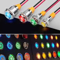 6mm 8mm 10mm 12mm 14mm Metal LED Warning indicator light Waterproof IP67 Signal Lamp Pilot Wires switch 3V 5V 12V 220V Red Blue