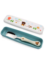 Childrens Spoon Fork Set Stainless Steel Spoon Portable Chopsticks Baby Eating Spork Student Cute Cartoon Tableware