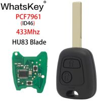 Whatskey 2ปุ่ม Kunci Remote Mobil สำหรับ Peugeot 106 206 107 207 306 307 407ใบมีด Ne73 433Mhz Id46ชิปกุญแจรถ Pcf7961transponder