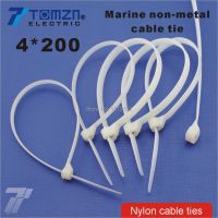 100pcs 4mmx200mm Nylon cable ties stainless steel plate locked for boat vessel with Marine non metal tie