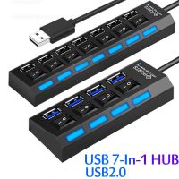 Hub USB 2.0 Multi USB Splitter Hub USB 2.0 Multi USB Splitter Hub menggunakan Adapter daya 4/7 Port beberapa Expander Hub USB dengan saklar kabel Extender