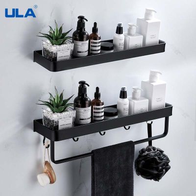 【CC】 ULA Shelf 30/40/50/60 cm Wall Shower Holder Storage Rack Bar Robe Hooks Accessories
