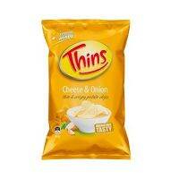 Happy moment with us ? Thins Cheese &amp; Onion Potato Chips 45g  ทินส์ชีส &amp; มันฝรั่งทอดหัวหอม 45 กรัม แพ็ค 3 ชิ้น?