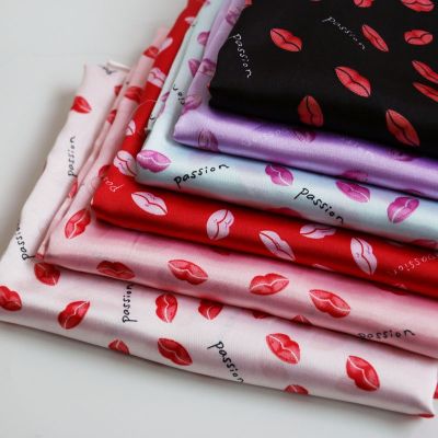 【HOT】◕✴ 1 meter X 1.48 Fashion Lips Print Material Soft Polyester Fabric