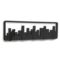 Modern Multi City Building Multi-Group Hooks Space-Saving Hanger with 5 Flip-Down Hooks Horizon Wall Hook Decor Hanging