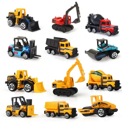 6รูปแบบMiniรถDiecastรถก่อสร้างรถยนต์วิศวกรรมExcavator Dump Rollerของเล่นโมเดลรถบรรทุกสำหรับเด็ก