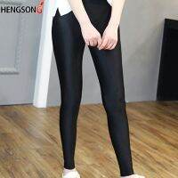 Womens Workout Leggings Casual Shiny Glossy Legging Female Fiteness Leggins Size S-Black Solid Leggings For Ladies