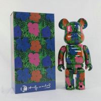 Bearbrick Andy Warhol ดอกไม้ Cherry Blossom Building Block หมี400% ตุ๊กตาแฟชั่นหมีเครื่องประดับวันวาเลนไทน์ Present