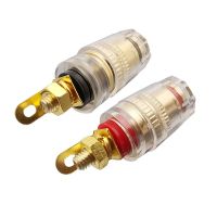 2Pcs Gold Plated Audio Speaker Terminal Binding Post 4mm Banana Plug Socket Jack Connector Adapter Transparent Banana Connectors