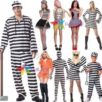 Halloween prison uniform prisoner costume adult men and women children performance stage play props