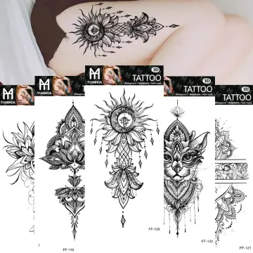Large Mandala Temporary Tattoos For Women Girls Realistic Rose Flower Henna  Fake Gem Tattoo Sticker Boobs Body Waterproof Tatoos - Temporary Tattoos -  AliExpress