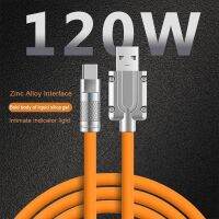 120W 6A ชาร์จเร็วสุดๆข้อมูลเครื่องชาร์จชนิด C สายซิลิโคนชนิด C สำหรับโทรศัพท์ Zinc USB Bold Line 1M