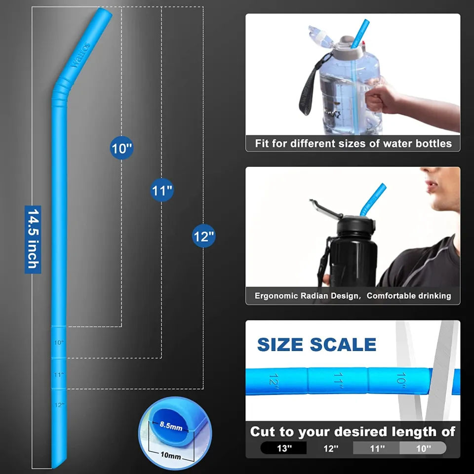 12 Pack, Extra Long 14.5 inch Reusable Silicone Straws for Large