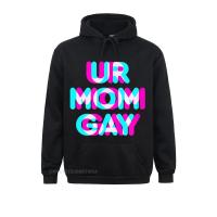 Retro Men Sweatshirts Ur Mom Gay Funny Gamer Meme Anaglyph Style Custom Hoodies New Year Day Hoods Long Sleeve Size Xxs-4Xl