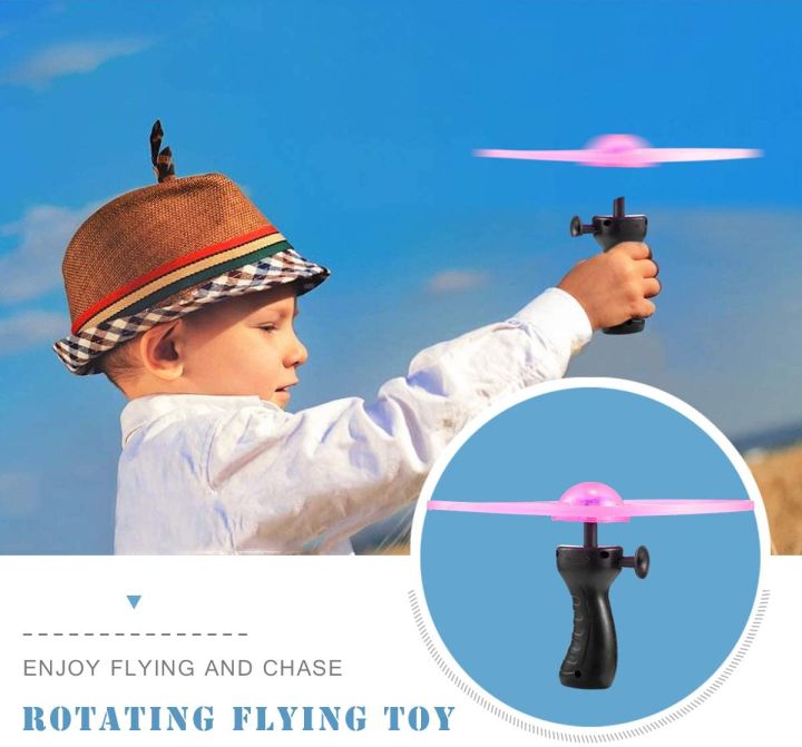 ledกระพริบดึงstring-flying-saucerของเล่นมีใบพัดแผ่นเฮลิคอปเตอร์ของเล่นเด็กของขวัญ
