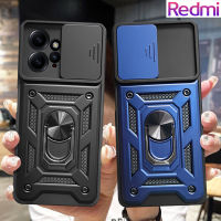 เคส Redmi Note 12 Pro Plus Note 12S Note 12 Turbo Note 11 Pro Note 10S Note 10 Pro Note 10S Redmi 10C 12C หรูแข็งกันแรงกระแทกอุปกรณ์ป้องกันเลนส์พร้อมขาตั้งโลหะหมุนได้