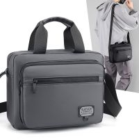 [COD] mens bag 2023 spring new horizontal section leather cloth business commuting one-shoulder Messenger