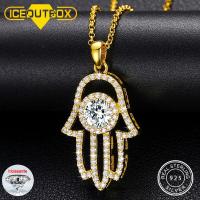 Hamsa สร้อยคอพร้อมจี้ทามือสำหรับผู้หญิงผู้ชาย S925หิน Moissanite หลัก CZ หินด้านข้างส่องแสงเครื่องประดับฮิปฮอป