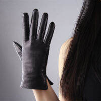 TECH Real Leather Wrist Long Short s Black Genuine Lambskin Sheepskin