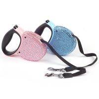 【CW】 Dog Retractable Leash With Rhinestone Lead Safety Rope Walking Training