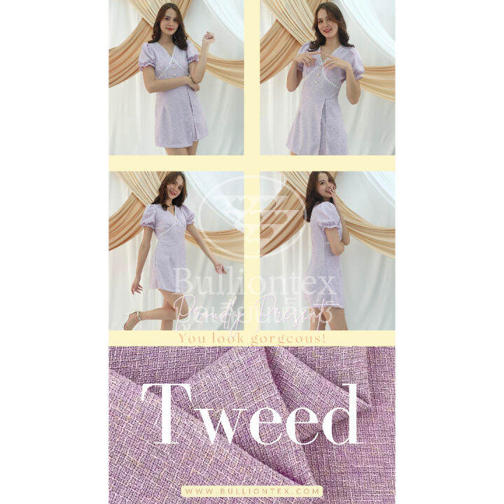 ผ้าทวีด-tweed-ผ้าชาแนล-ผ้าทอลายสีขัดกัน-สวย-ดูดี-ลุคลูกคุณมาก-ขนาด-1-หลา-พร้อมส่ง