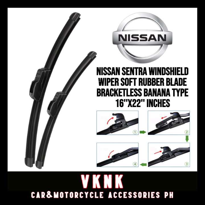 Nissan Sentra Windshield Wiper Soft Rubber Blade Bracketless Banana